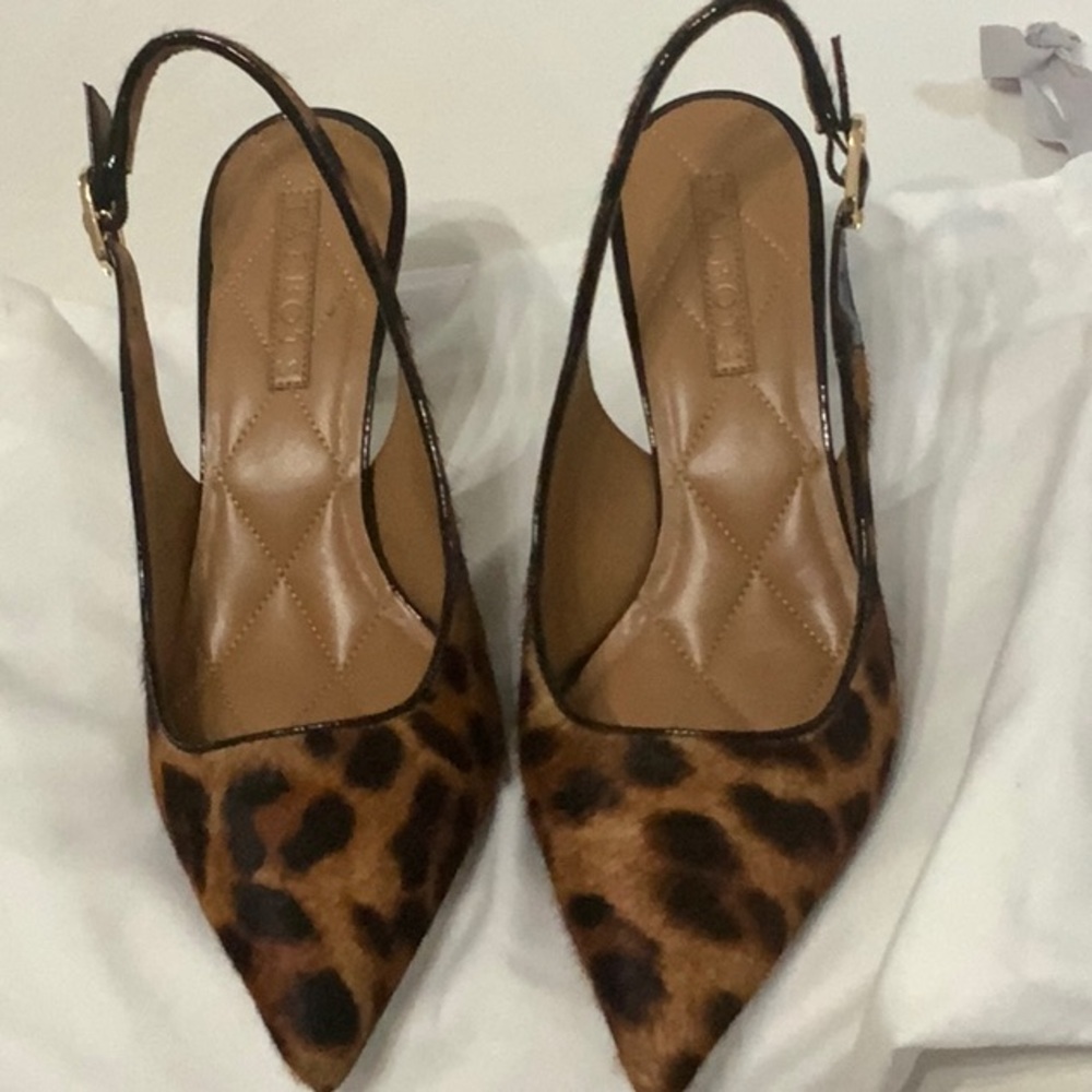 Leopard print slingback leather heel size 7 1/2